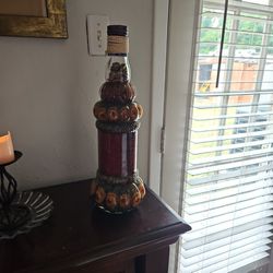 Decorative  Glass Bottle With Jalapeños 