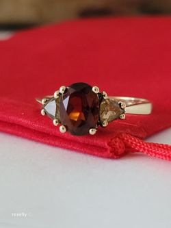 14K Yellow Gold Garnet and Citrine Cocktail Ring Size 8, Solid Gold!/ Anillo de Oro con Garnet y Citrinos! 👌🎁Post Tags: Anillo de Oro