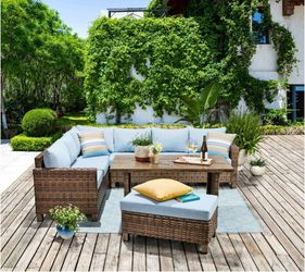 Premium Outdoor Wicker Sectional Dining Set