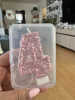 GLITTLER PINK NUMBER 4 CANDLE 