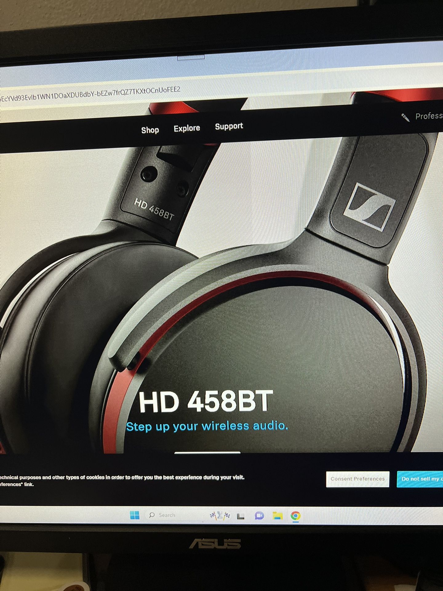 Headphones Sennheiser HD458BT 5.0 Bluetooth Wireless Active Noise Cancellation Excellent Condition