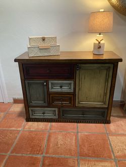 Rustic Multicolor Wood Cabinet with Drawers
