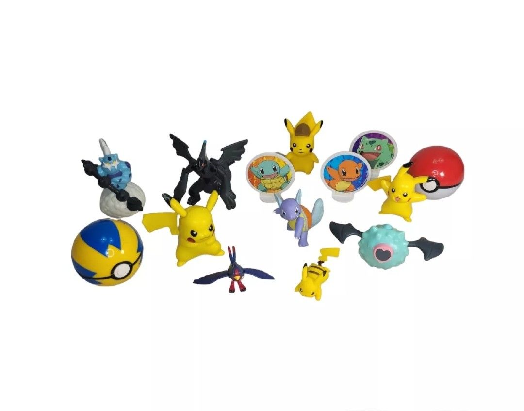 Pokemon Figures Lot of 14 Pc Pikachu- Pokemon Balls-Thundurus- Zekrom & More