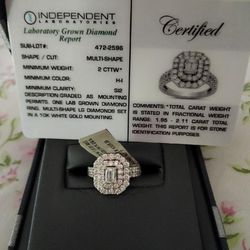 2.11 Carat Diamond Ring Jewelry  10k White Gold 
