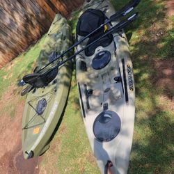 2 KAYAKS,2 OARS,AND 3 LIFE JACKETS AND ANCOR 