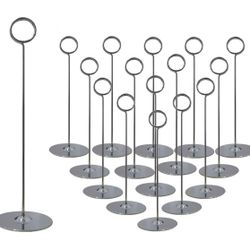 Urban Deco 16PK Table Number Holders Place Card Holders 12 Inch Table Card Holders Steel Card Holders for Photos, Food Signs, Memo Notes, Weddings, Re