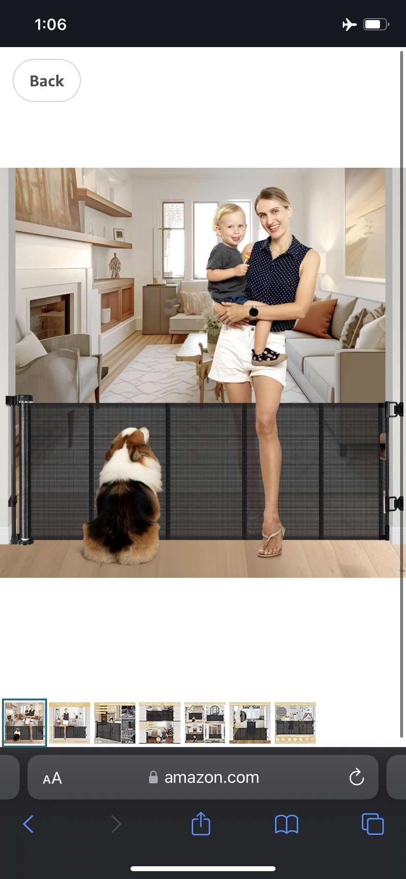 Reinforced 28 Inch Tall Retractable Dog/Baby Gate Black