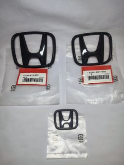 3Pcs Glossy Black Emblem Fit For Honda Civic Sedan 2016-2022 Front Rear Badge