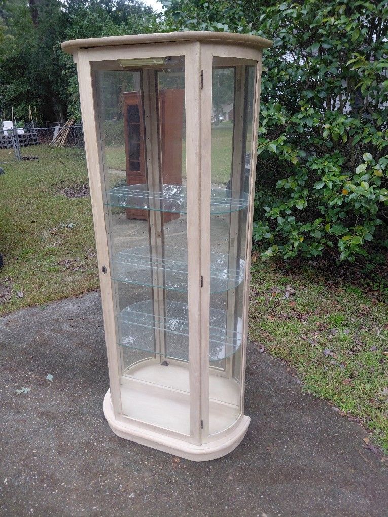 Glass Curio Cabinet with Top Light