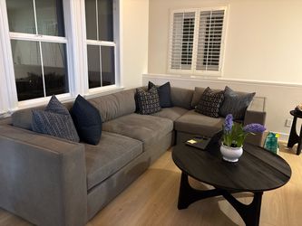 Gray Fabric L-Shaped Sectional Sofa