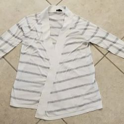Women's Express Open Front Cardigan Size M White Grey