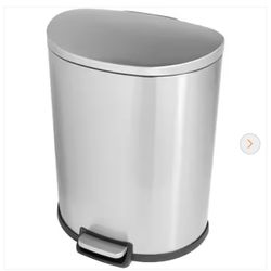 SW 13 gal. Stainless Steel Step-On Trash Can D-Shaped