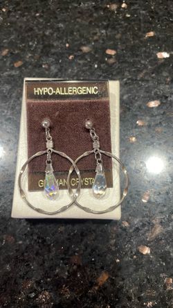 Earrings. German crystal hoops