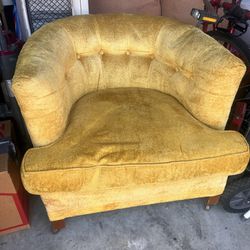 Mid Century Yellow Velour Lounger 