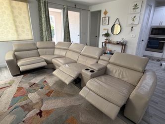 Silver gray Leather power recliner