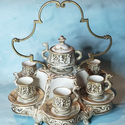 vintage M.A.S. Capodimonte Italian porcelain espresso/demitasse and coffee set