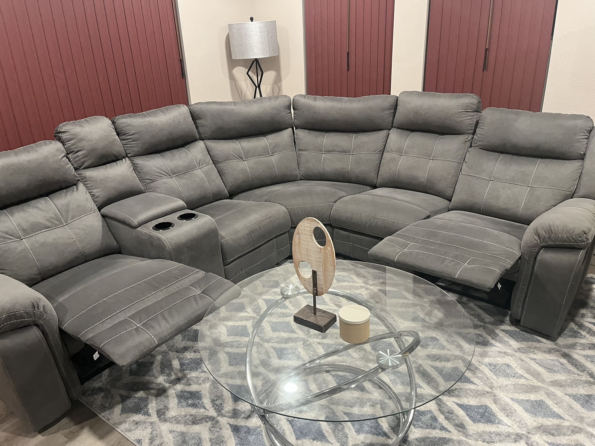 Sofa 8 Person Recliner-Dark Gray 