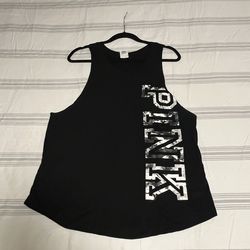 PINK Victoria's Secret Black Muscle Tee with Camouflage Logo