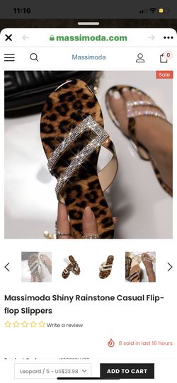 New cheetah print rhinestone sandals size 7