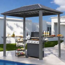 8 ft x 5 ft Outdoor Hardtop Metal Grill / BBQ Gazebo w/ Aluminum Frame  & Galvanized Steel Roof  [NEW] **Retails for $1100 <Assembly Req>
