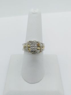 14k Wedding Set Two Tone Ring .67 CTW, 4.9 DWT