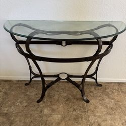 Southwestern Glass Top Console Table