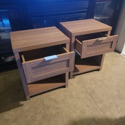 Boho Style Nightstands Set of 2 -walnut