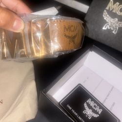 MCM Belt Tan Gold Buckle