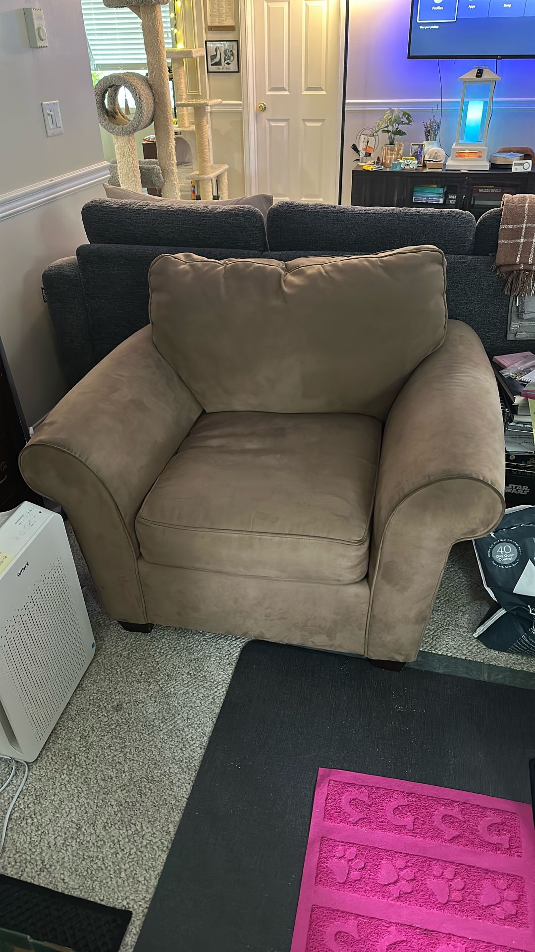 Tan/brown Faux Suede Chair