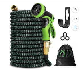 Expandable Garden Hose, Water Hose, 10 Spray Nozzles, Leak-Proof Design, Green,100 ft
