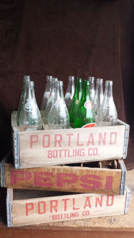 3 Wooden Pepsi and Portland Bottling Co Crates