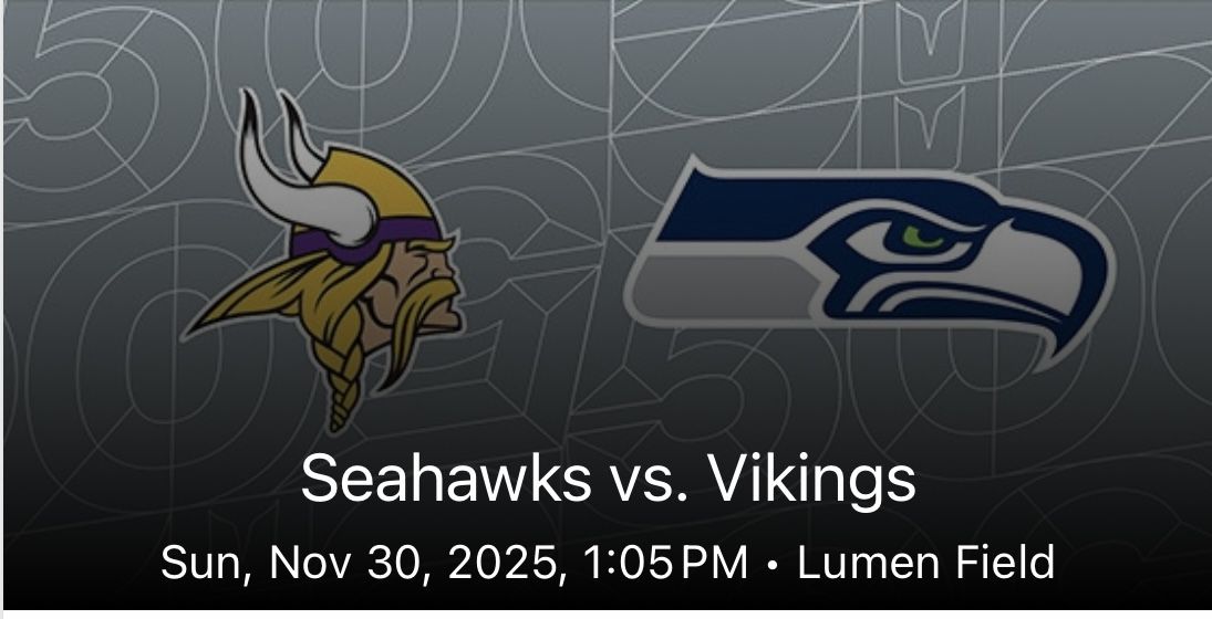 Nov 30 Seahawks Vs Vikings. Sec 204