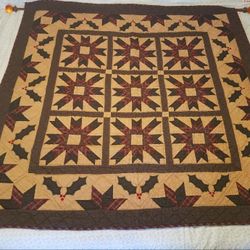 Christmas Star Galore Quilt, Wall Hanging, Tea Dyed, 56"x56", by Choices Quilts, mint condition, firm price 
