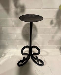 Black Wrought Iron Pillar Candle Holder