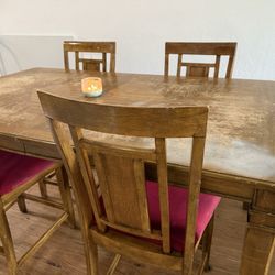 Solid Wood Table And 5 Chairs 