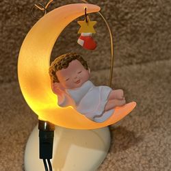 Hallmark Moonlit Nap Keepsake Magic Moon Boy Sleeping Lighted Ornament 1988 VTG