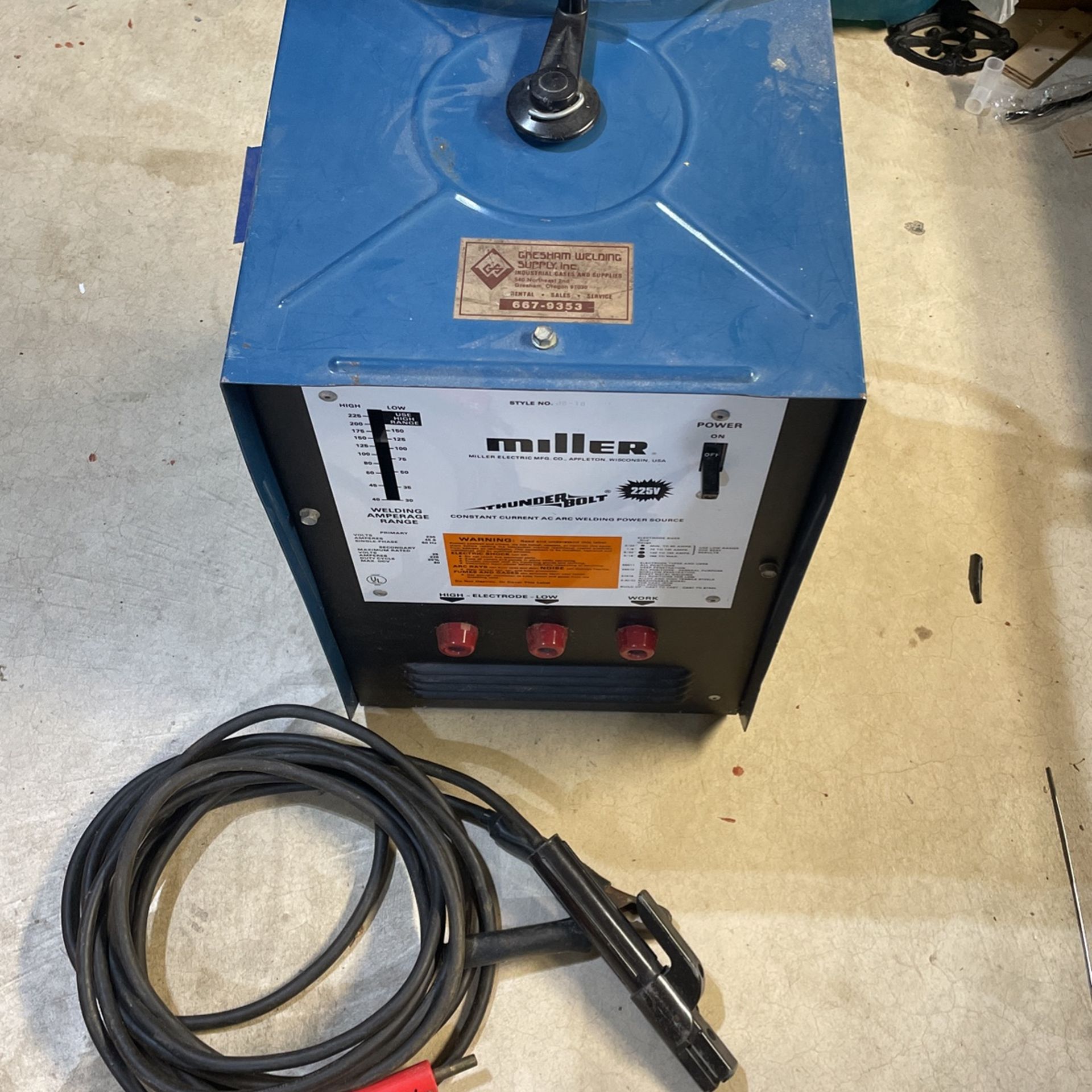 Miller Thunderbolt 225V AC Shielded Metal Arc Welder