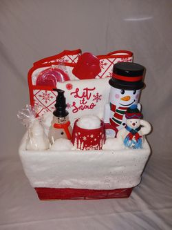 Let It Snow Themed Kitchen Decor Gift Basket 12 Items