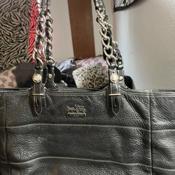 Black Coach Bag With Purple