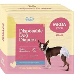 NEW! Female Dog Diapers 12-Pack Super Absorbent Disposable, Size Small