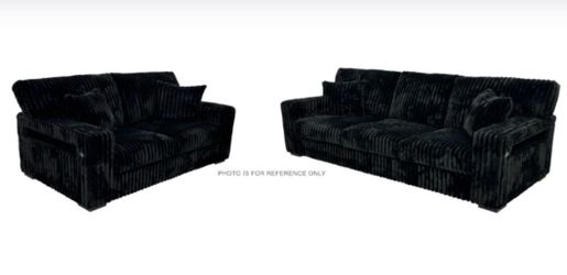 2PCS BLACK CORDUROY STATIONARY SOFA SET WITH USB AND PILLOWS(m)  $699 DELIVER AVAILABLE