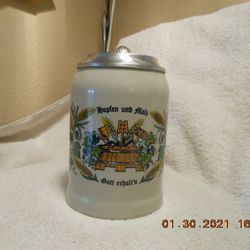 NEW Hopfen und Malz Gott Erhalt’s Beer Stein w/95% ZINN lid.