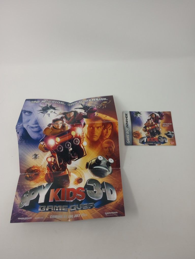 Spy Kids 3D Game Over Manual & Poster Insert ONLY (GBA Game Boy Advance)