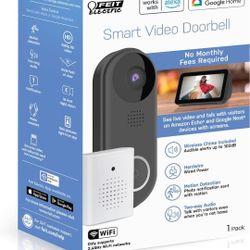 Feit Electric Doorbell Camera, 2.4 GHz WiFi, No Hub, Two-Way Audio, Motion Detection, Night Vision, 1080p HD, Micro SD Card Storage, Wireless Chime In