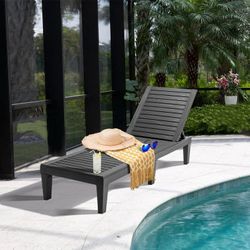 New Patio Lounge Chair Chaise Recliner Weather Resistant Adjustable Black