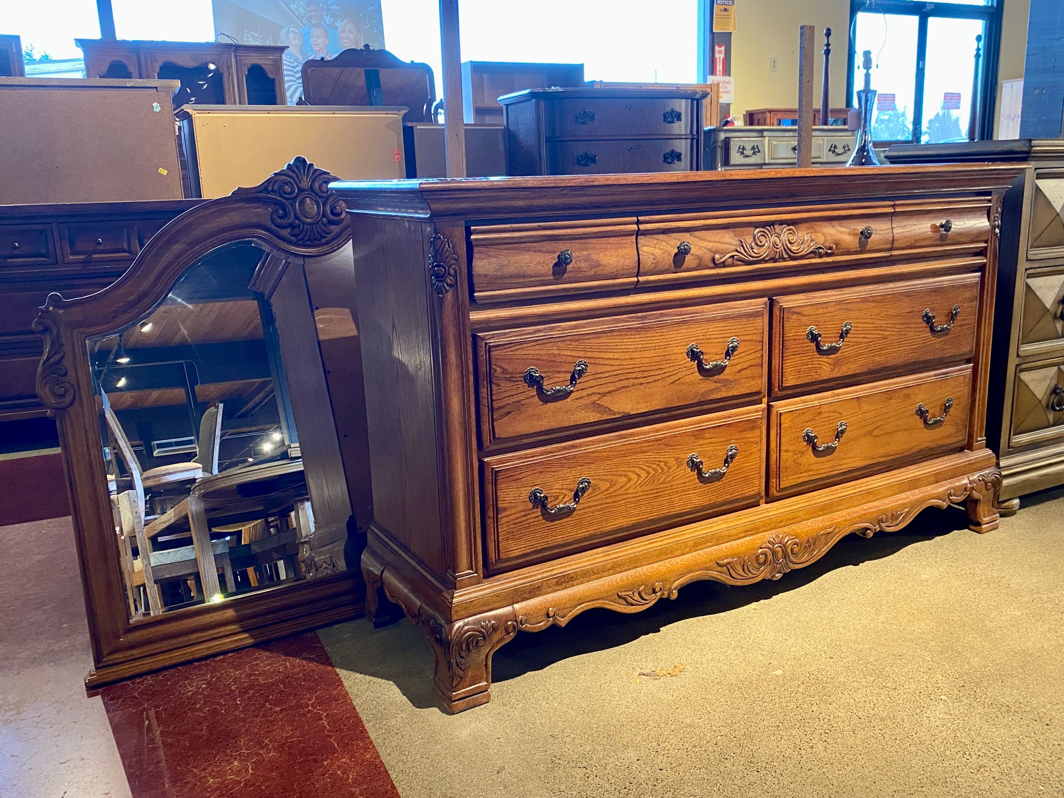 AMERICA THE BEAUTIFUL Ornate Doublewide Dresser & Mirror