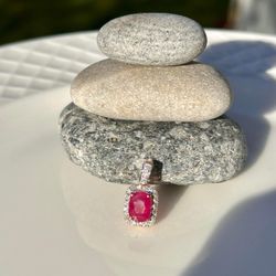 Natural Burma Ruby Pendant + VVS Diamonds