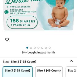 Brand New Size 3 Diaper - Amazon Brand - Mama Bear Gentle Touch Diapers, Size 3, 168 Count (4 packs of 42)