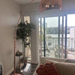 massive rose gold standing lamp mid-century modern (mcm)