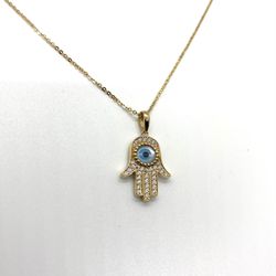 14K Gold Hamsa Charm Necklace